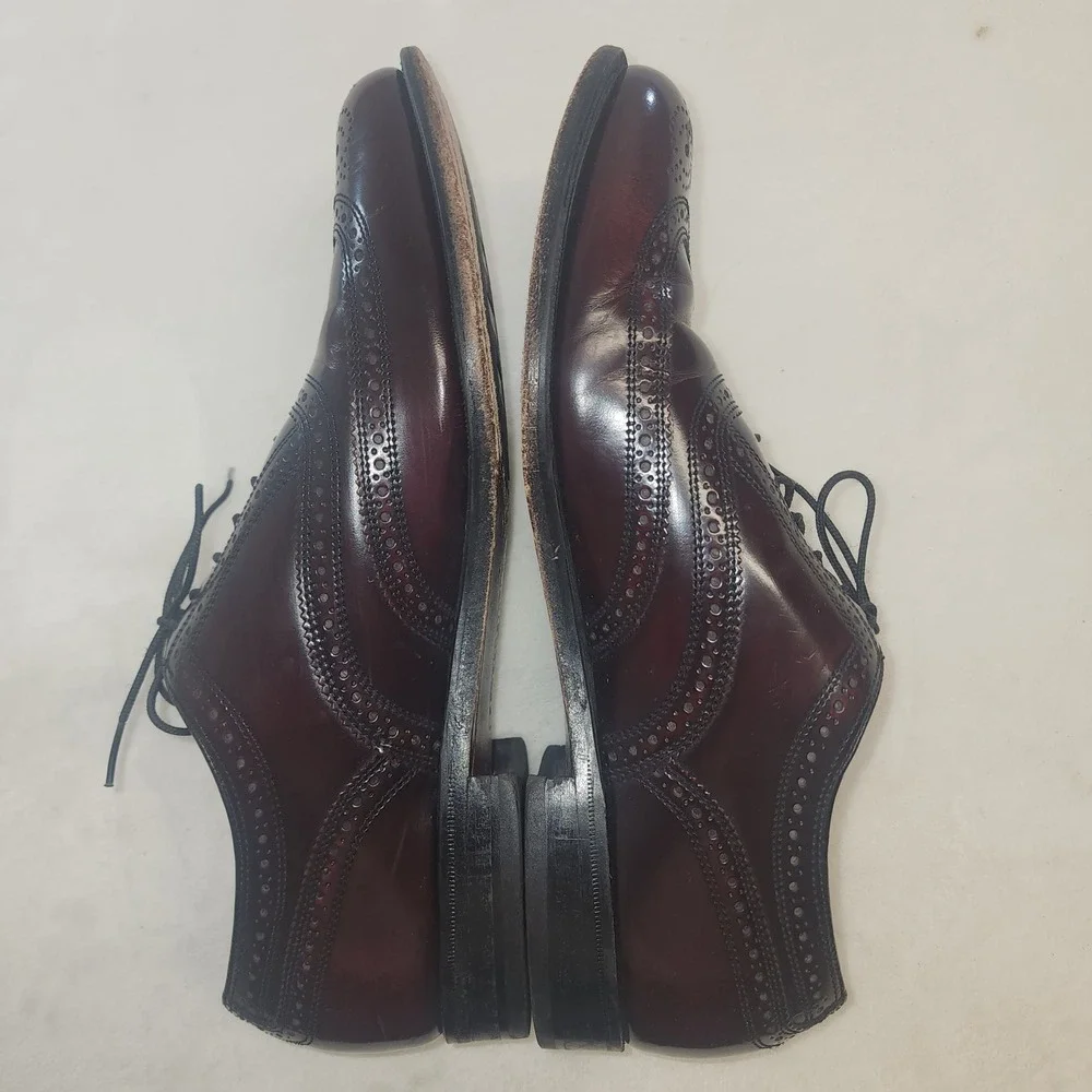 Florsheim Mens Burgundy Leather Wingtip Oxford Dress Shoes 9 D 30300
